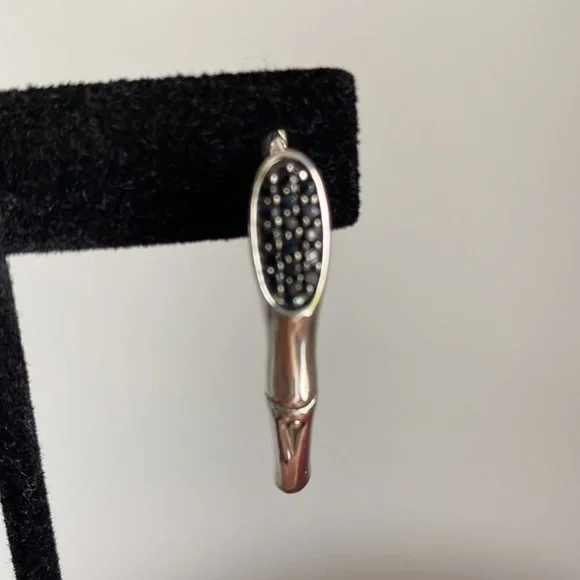 John Hardy Authentic Sterling Silver and Black Sapphire Earrings - Picture 7 of 12